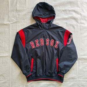 G-III by Carl Banks Vintage Y2k Red Sox Half Zip Pullover Hooded Mens Large